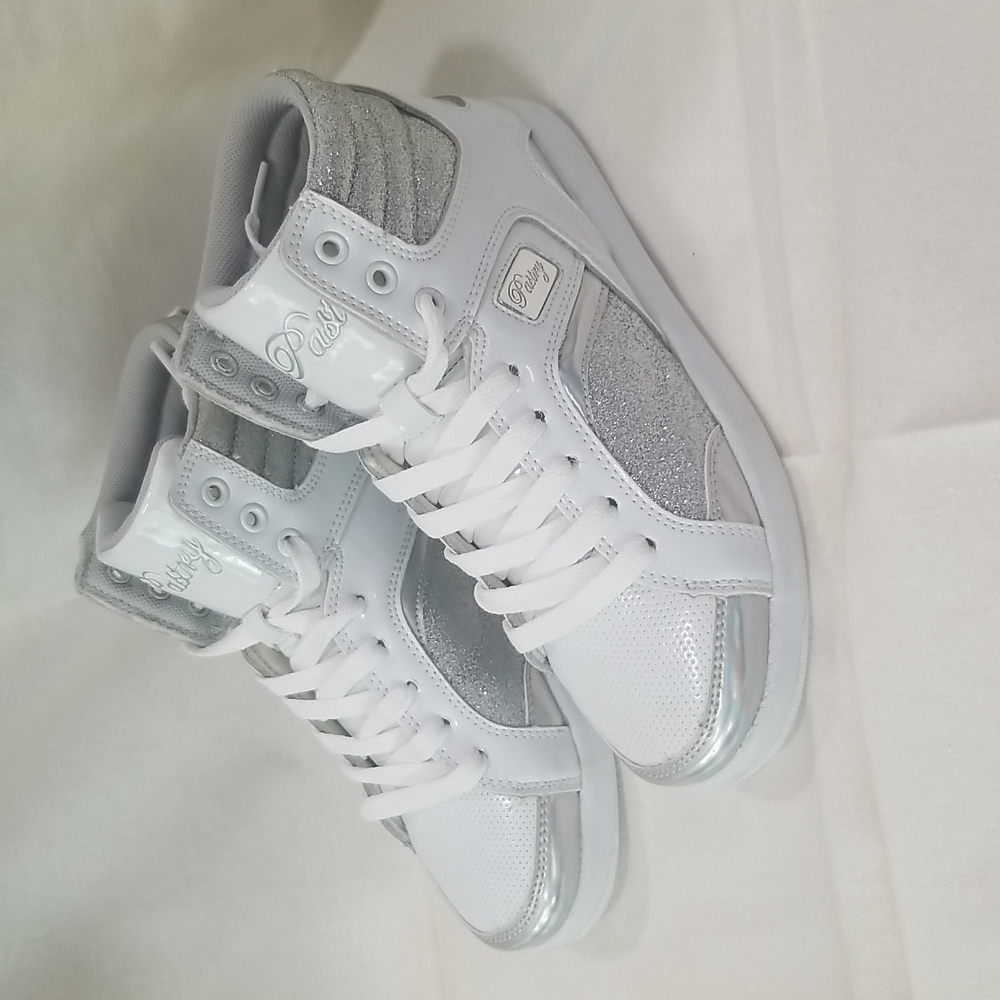 White and glitter high tops